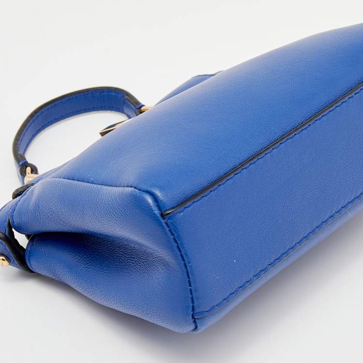 مملوكة مسبقًا Fendi Blue Leather Micro Peekaboo Top Handle Bag