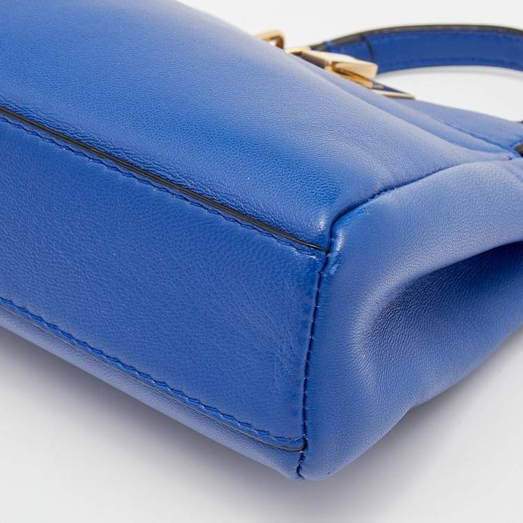 مملوكة مسبقًا Fendi Blue Leather Micro Peekaboo Top Handle Bag