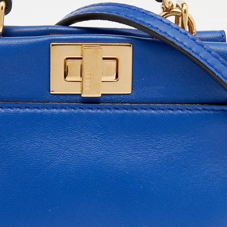 مملوكة مسبقًا Fendi Blue Leather Micro Peekaboo Top Handle Bag