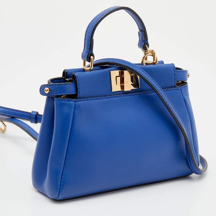 مملوكة مسبقًا Fendi Blue Leather Micro Peekaboo Top Handle Bag