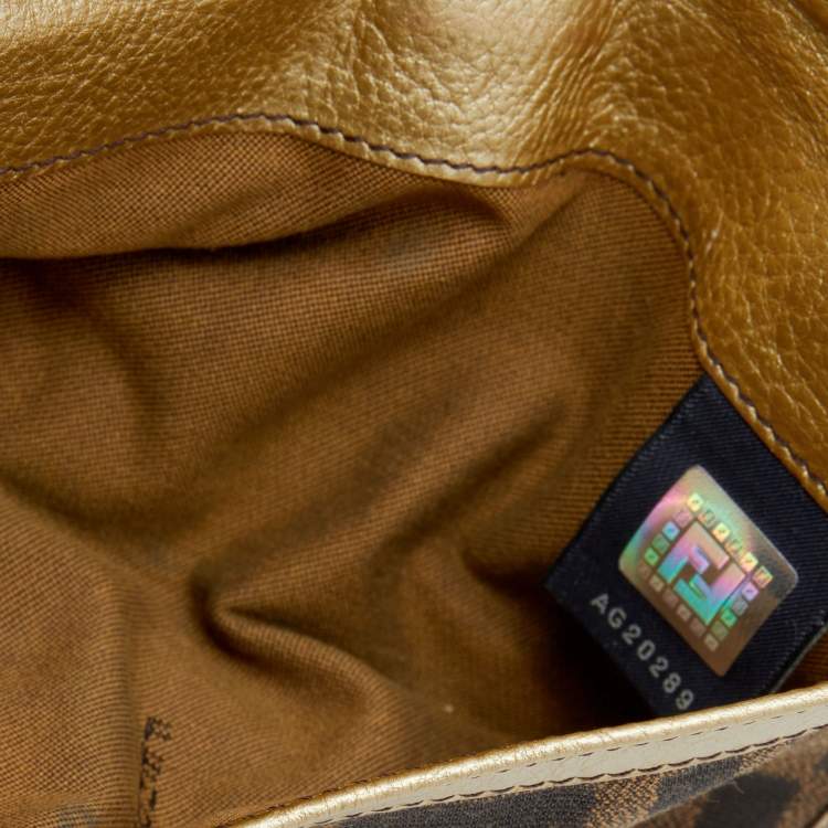 Pre Owned Fendi Brown/Gold Zucca Canvas and Leather Continental Wallet