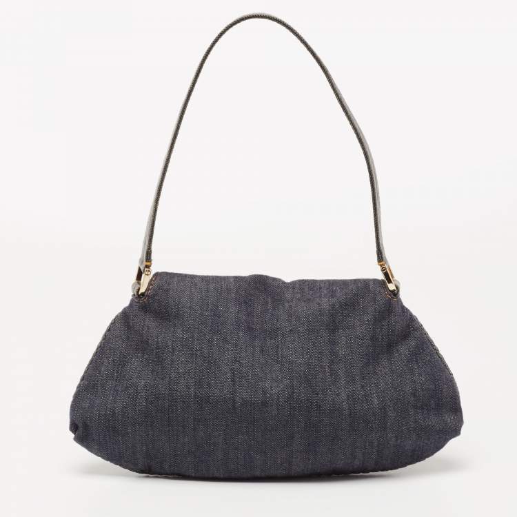 Pre Owned Fendi Blue Denim Mine Spy Hobo