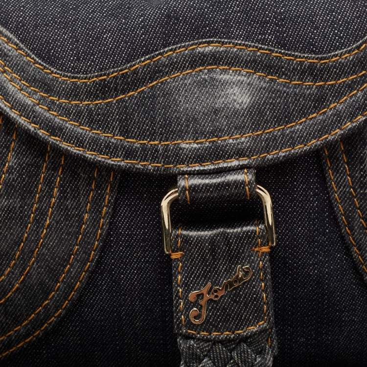 Pre Owned Fendi Blue Denim Mine Spy Hobo