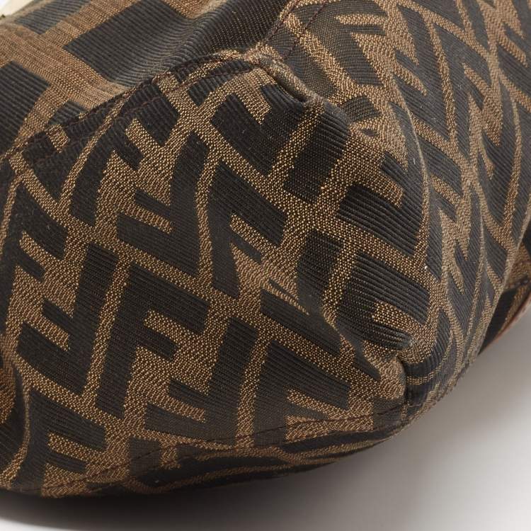 Pre Owned Fendi Tobacco Zucca Canvas and Leather Maxi Baguette Flap Shoulder Bag