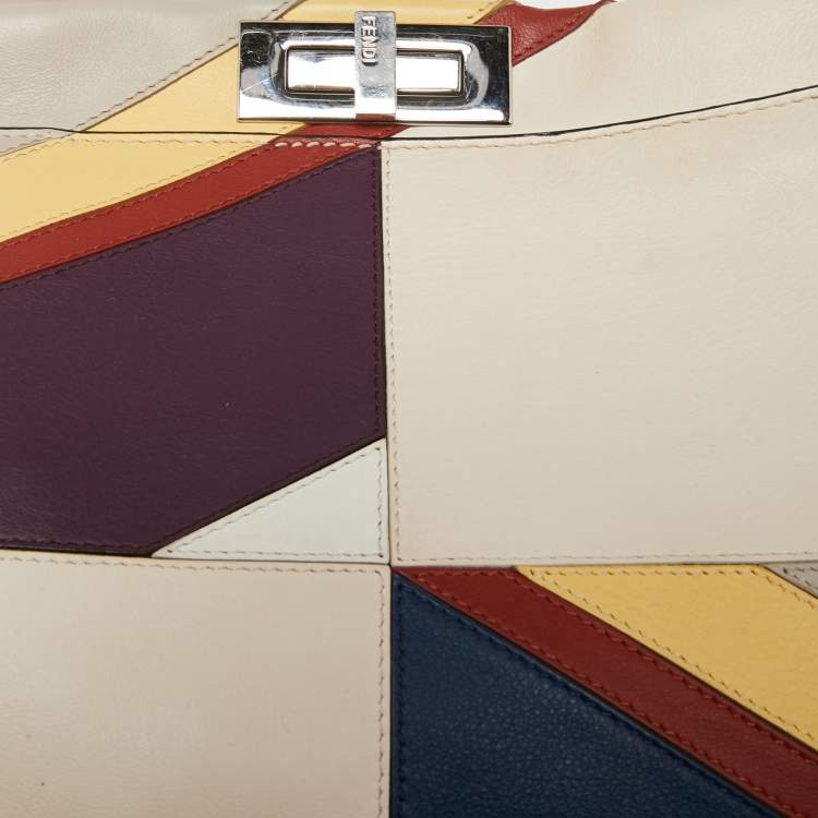مملوكة مسبقًا Fendi Multicolor Leather Medium Stripe Peekaboo Top Handle Bag