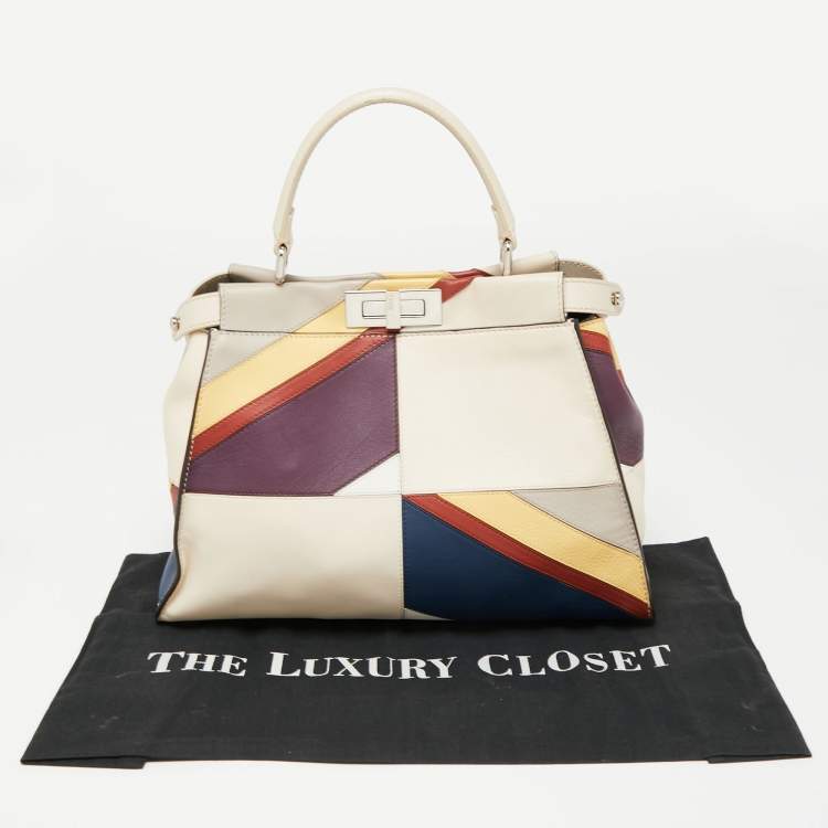 مملوكة مسبقًا Fendi Multicolor Leather Medium Stripe Peekaboo Top Handle Bag