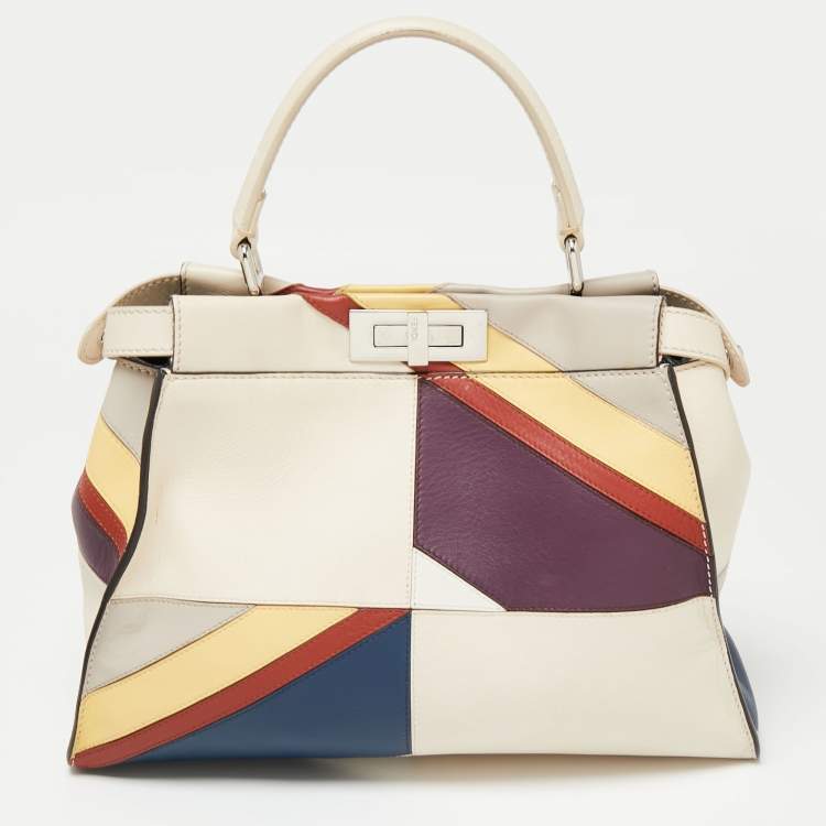 مملوكة مسبقًا Fendi Multicolor Leather Medium Stripe Peekaboo Top Handle Bag