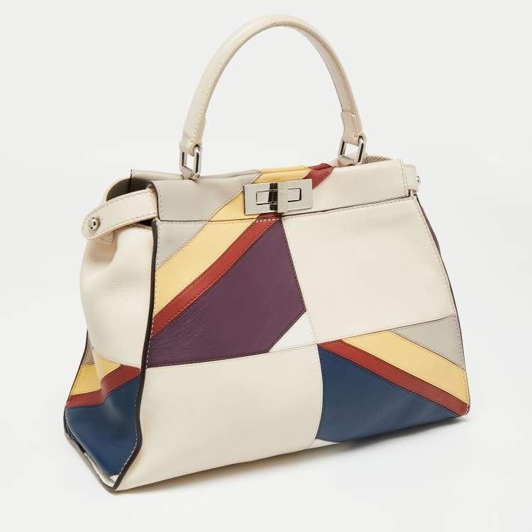 مملوكة مسبقًا Fendi Multicolor Leather Medium Stripe Peekaboo Top Handle Bag