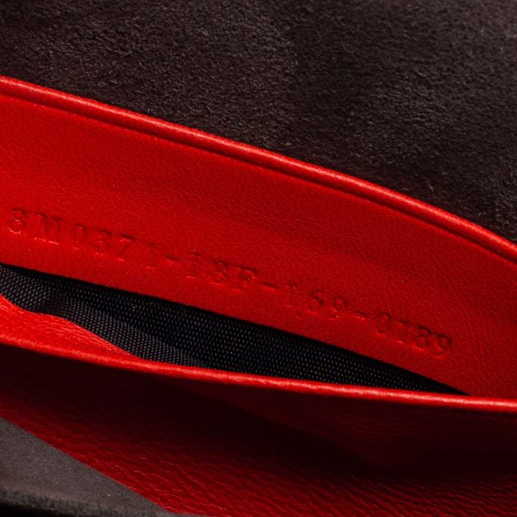 Pre Owned Fendi Red Lipstick Quilted Leather Micro Double Baguette Bag