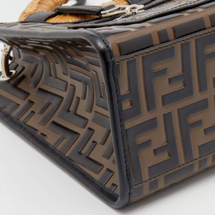 Pre Owned Fendi Tobacco FF Zucca Embossed Leather Small Runaway Tote
