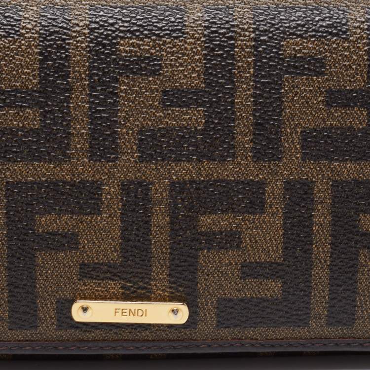 مملوكة مسبقًا Fendi Tobacco  Zucca Coated Canvas and Leather Flap Continental Wallet