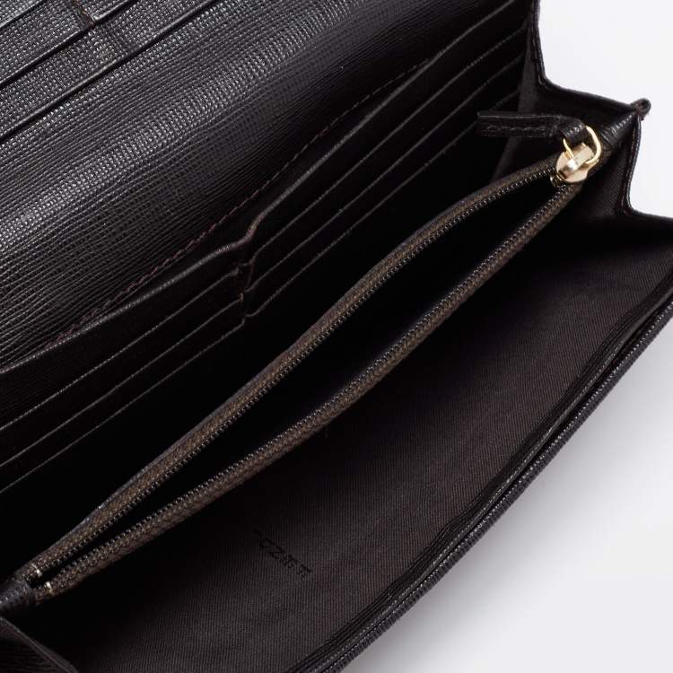 Fendi Black Zucca Coated Canvas and Leather Flap Continental