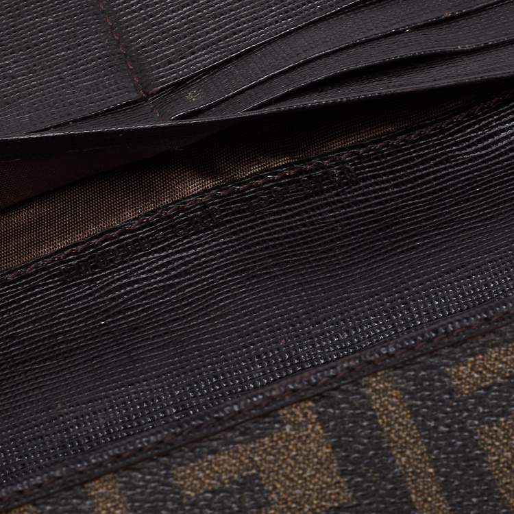 مملوكة مسبقًا Fendi Tobacco  Zucca Coated Canvas and Leather Flap Continental Wallet
