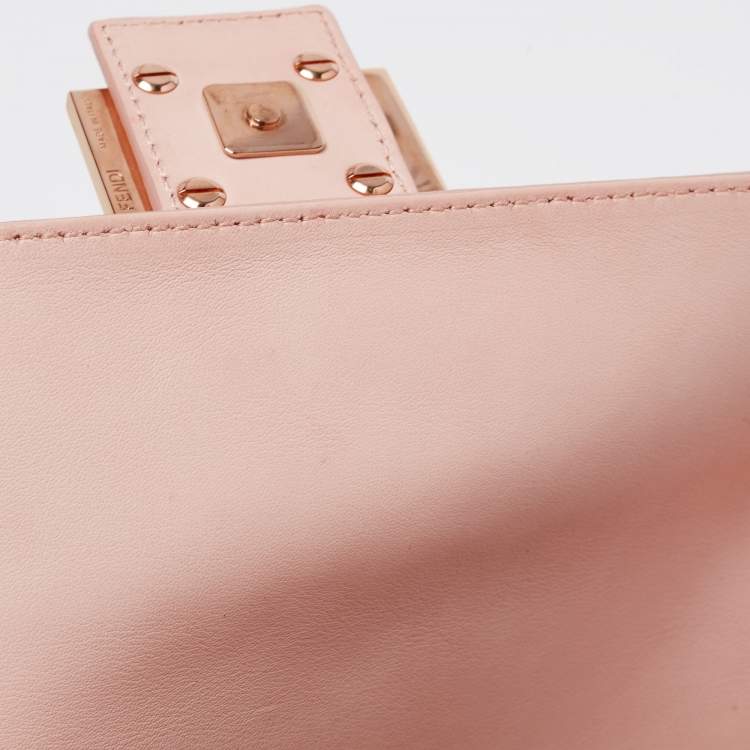 Pre Owned Fendi Pink Leather Baguette Shoulder Bag