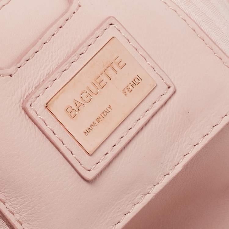 Pre Owned Fendi Pink Leather Baguette Shoulder Bag