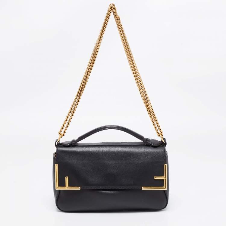 Pre Owned Fendi Tobacco/Black Zucca Coated Canvas and Leather Double F Top Handle Bag