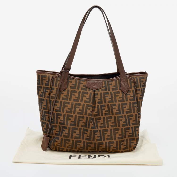 Pre Owned Fendi Tobacco Zucca Canvas And Leather Grande Shopper Tote
