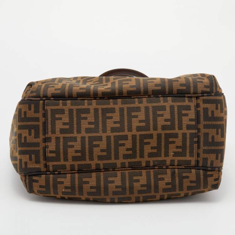 Pre Owned Fendi Tobacco Zucca Canvas And Leather Grande Shopper Tote