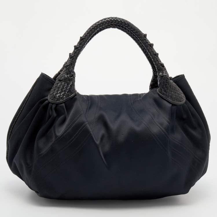 Pre Owned Fendi Black Satin Spy Hobo 