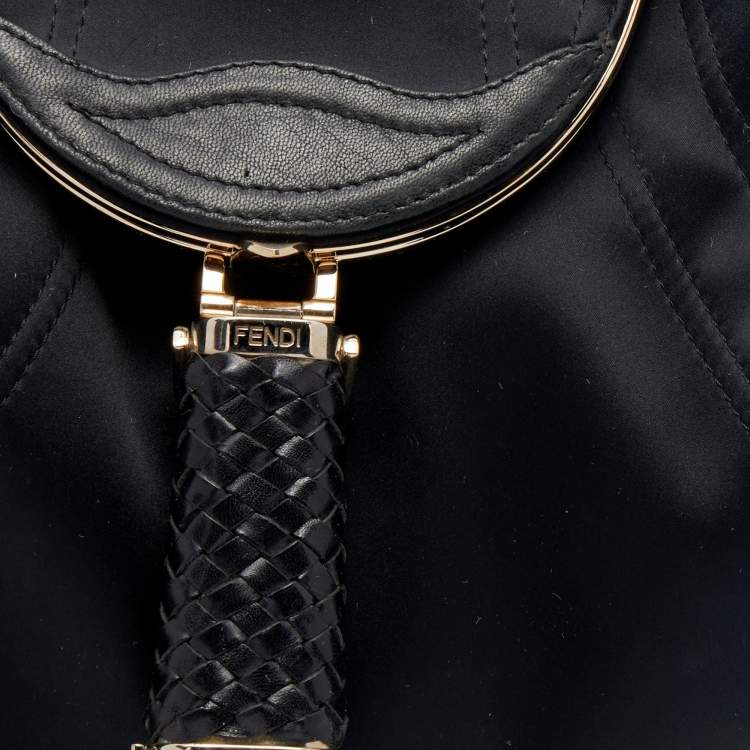 Pre Owned Fendi Black Satin Spy Hobo 