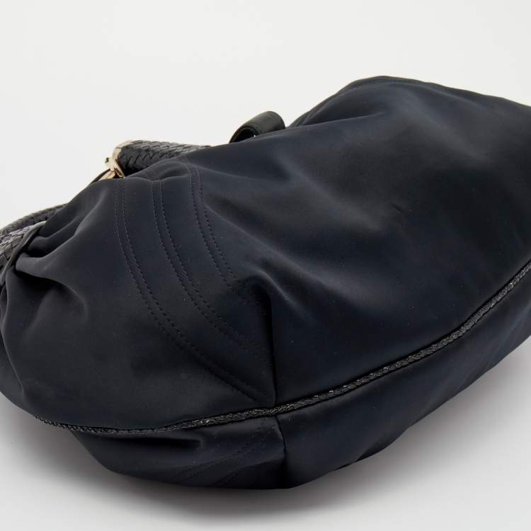 Pre Owned Fendi Black Satin Spy Hobo 