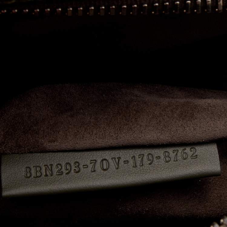 Pre Owned Fendi Olive Green Leather And Python Dot Com Top Handle Bag