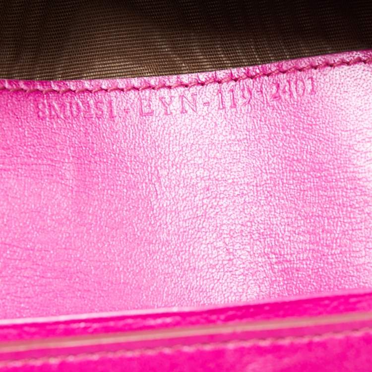 Pre Owned Fendi Fuchsia Leather Logo Flap Continental Wallet