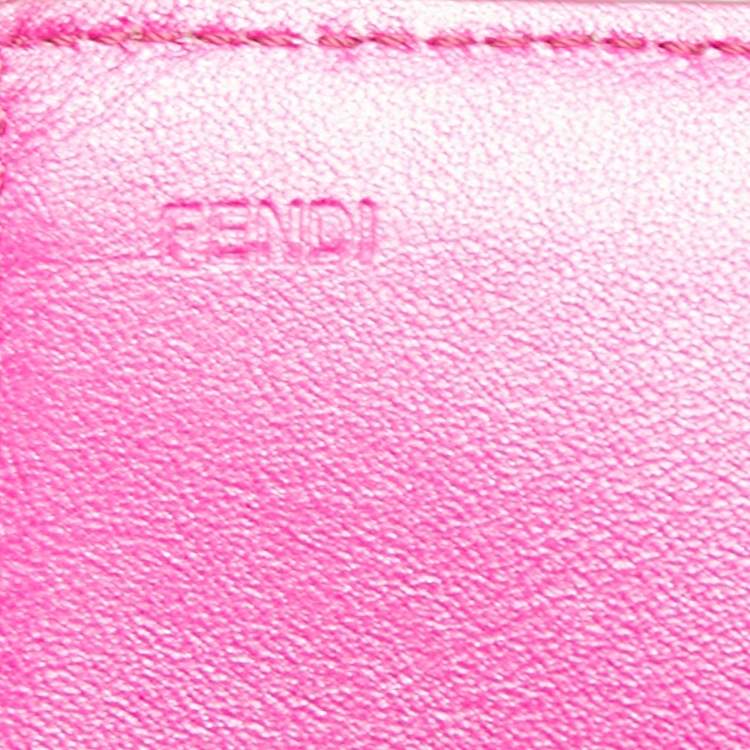 Pre Owned Fendi Fuchsia Leather Logo Flap Continental Wallet