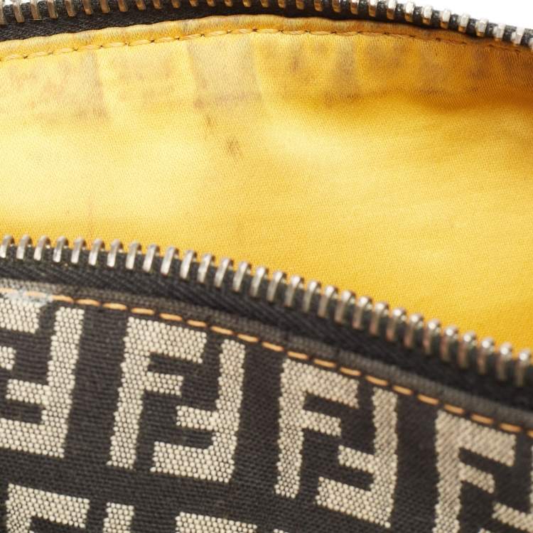 Pre Owned Fendi Multicolor Zucchino Canvas And Patent Leather Small Boston Bag