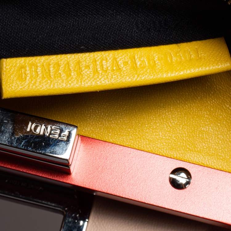 Pre Owned Fendi Poudre Leather Mini Peekaboo Top Handle Bag