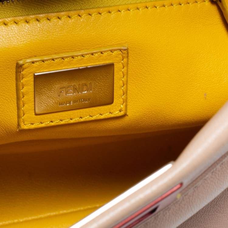 Pre Owned Fendi Poudre Leather Mini Peekaboo Top Handle Bag