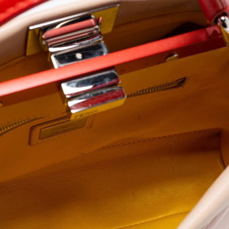 Pre Owned Fendi Poudre Leather Mini Peekaboo Top Handle Bag