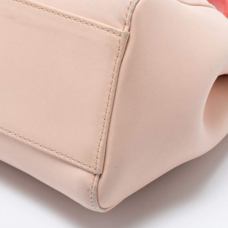Pre Owned Fendi Poudre Leather Mini Peekaboo Top Handle Bag