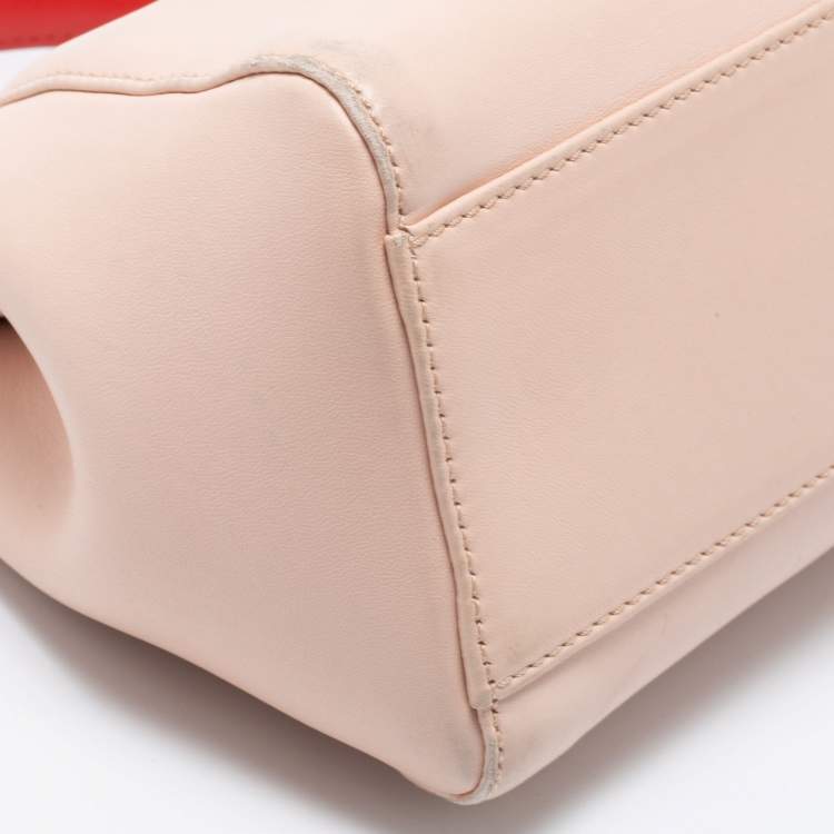 Pre Owned Fendi Poudre Leather Mini Peekaboo Top Handle Bag