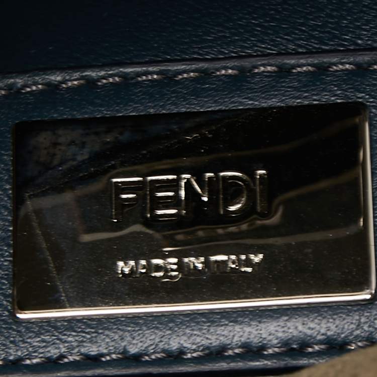 Pre Owned Fendi Light Beige Leather Peekaboo Braided Top Handle Bag