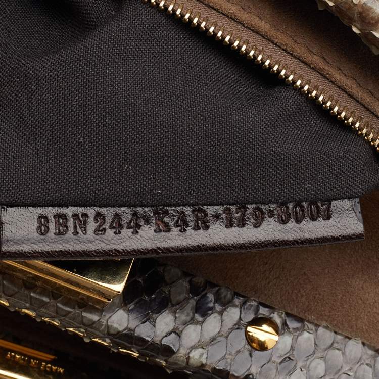 Pre Owned Fendi Grey Python Mini Peekaboo Top Handle Bag