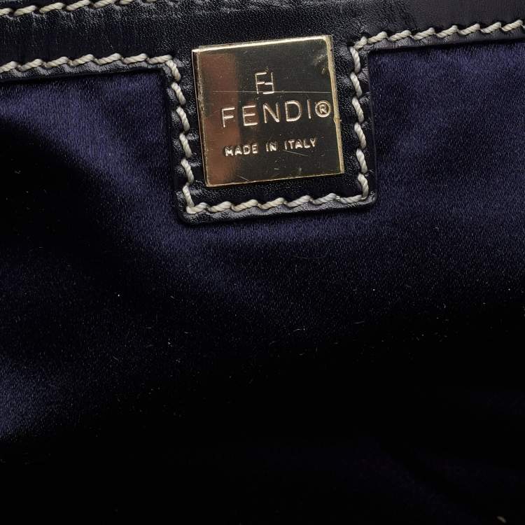 Pre Owned Fendi Grey/Black Zucchino Canvas And Leather Satchel