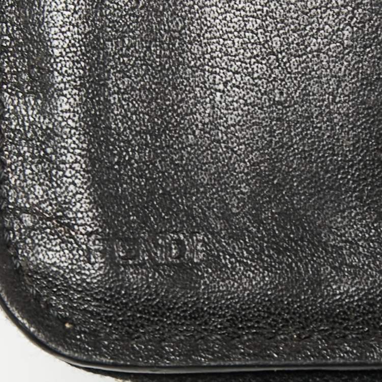 Pre Owned Fendi Black Patent Leather Zip Around Wallet