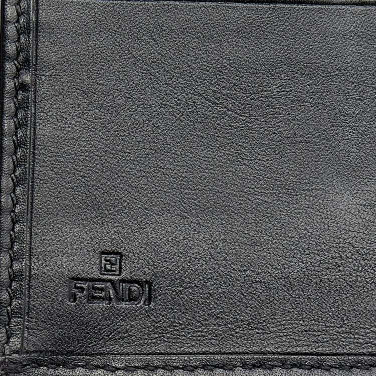 Pre Owned Fendi Black Zucchino Canvas and Leather Continental Wallet