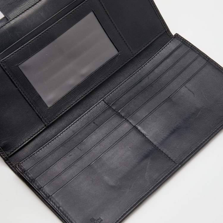 Pre Owned Fendi Black Zucchino Canvas and Leather Continental Wallet