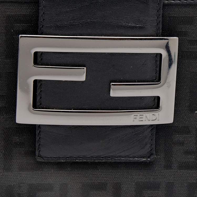 Pre Owned Fendi Black Zucchino Canvas and Leather Continental Wallet