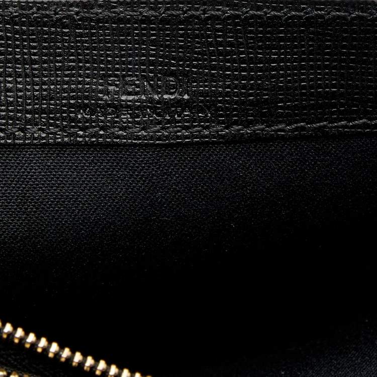 Pre Owned Fendi Black Leather Monster Eyes Continental Wallet