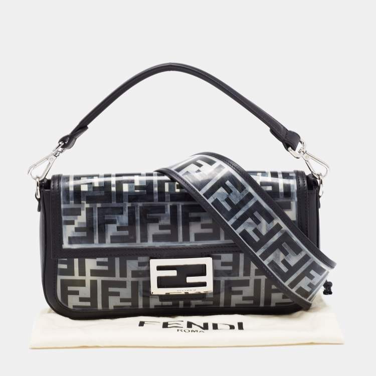 Pre Owned Fendi Black Zucca PVC and Leather Crossbody Bag