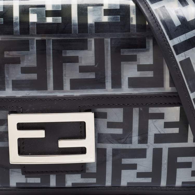 Pre Owned Fendi Black Zucca PVC and Leather Crossbody Bag