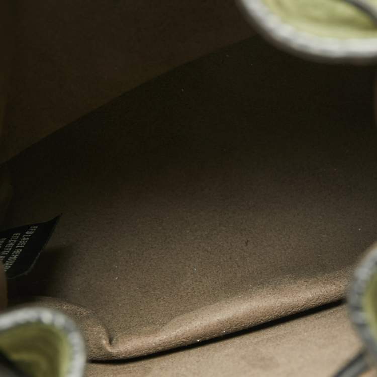 Pre Owned Fendi Green/Black Leather and Suede Mini Mon Tresor Drawstring Bucket Bag