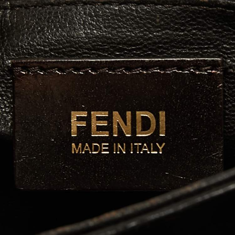 Pre Owned Fendi Dark Brown Textured Leather Classico No.1 Top Handle Bag