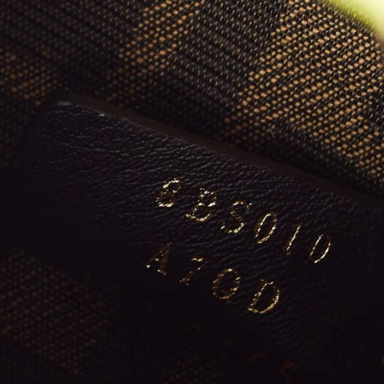Pre Owned Fendi Brown/Neon Green Zucca Canvas and Leather Mini Mon Tresor Drawstring Bucket Bag