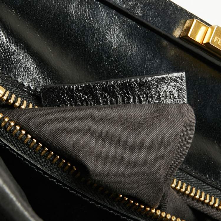 Pre Owned Fendi Black Leather Large Peekaboo Top Handle Bag