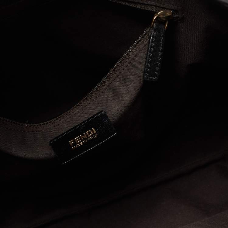 Pre Owned Fendi Black Zucchino Coated Canvas and Leather Hobo
