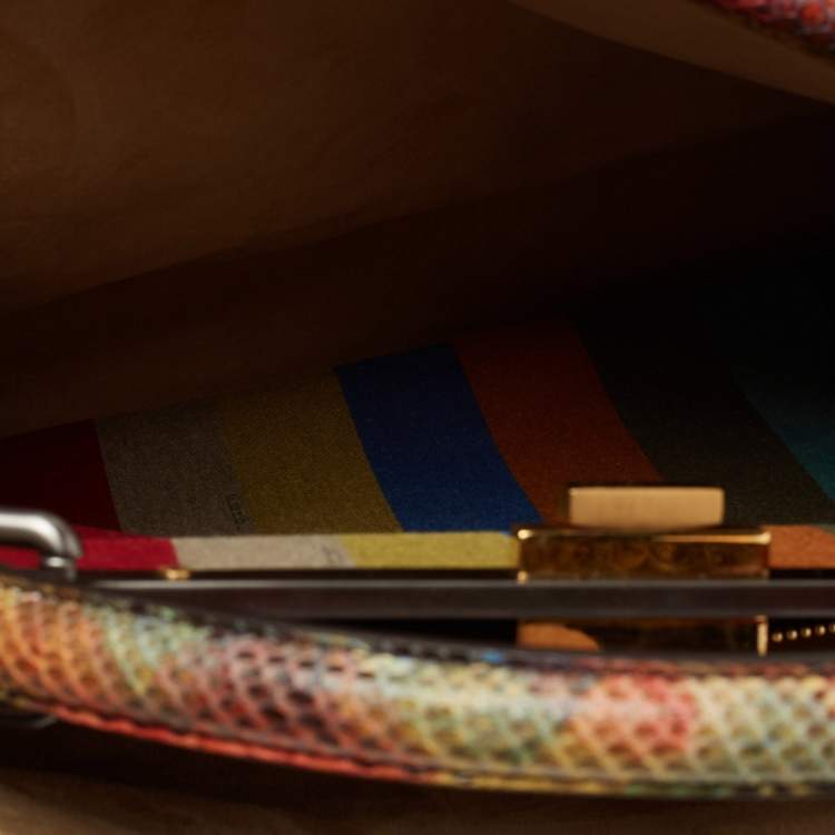 Pre Owned Fendi Multicolor Python Large Peekaboo Top Handle Bag